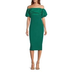 Badgley Mischka NWT Green Off-Shoulder Dress 2